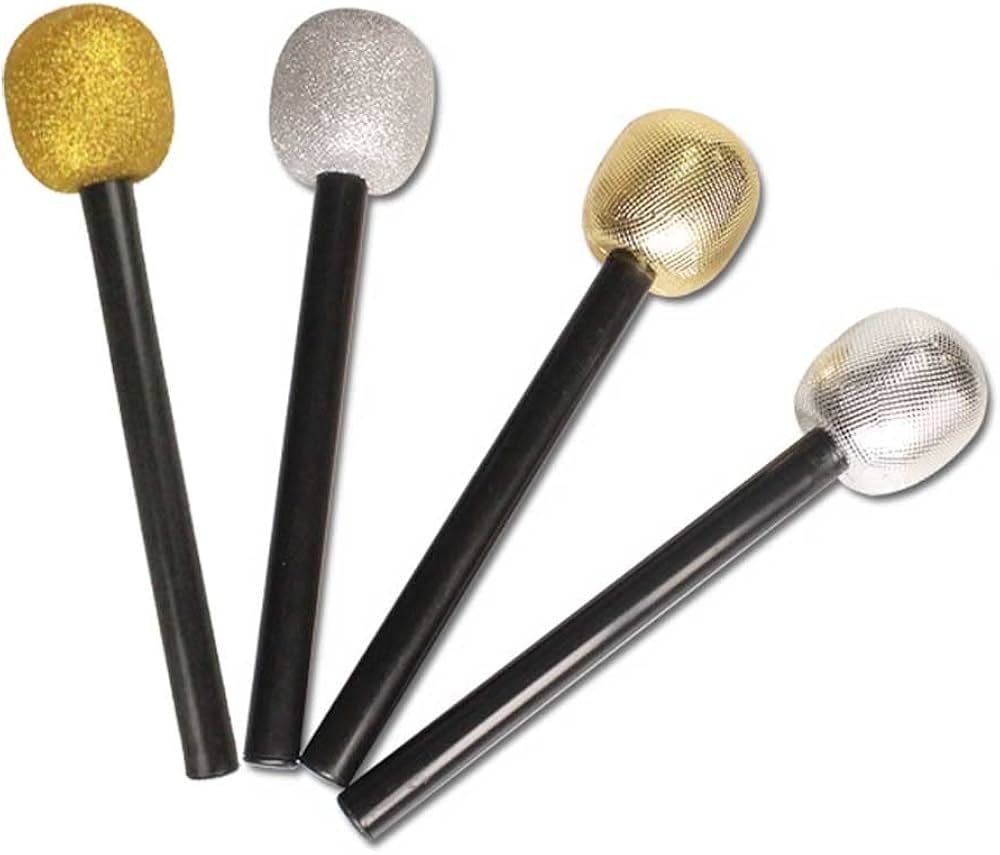 Amazon.com: Teensery 4 Pcs Glittered Microphone Stage Mic Costume Prop Bling Fake Microphone Deco... | Amazon (US)