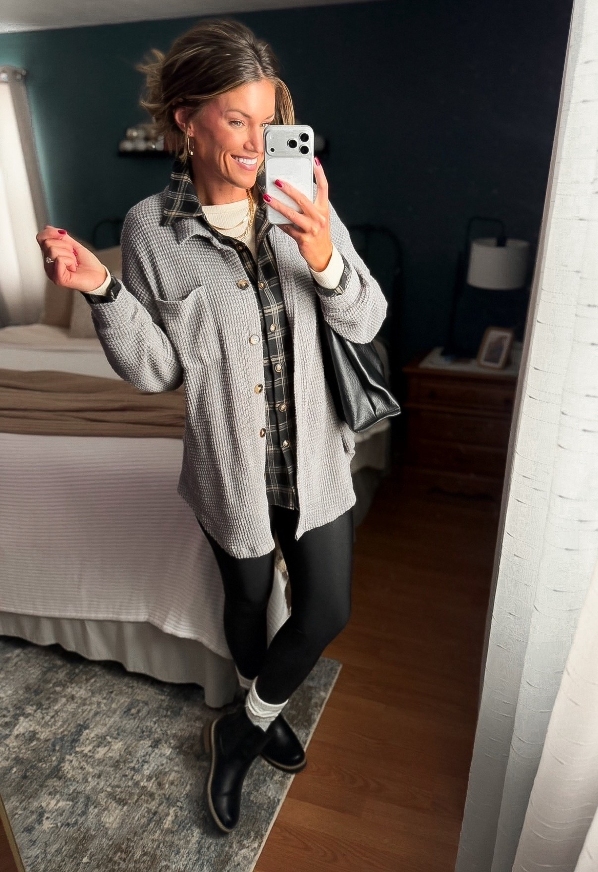 One of my favorite shackets. Perfect for layering. 
Shacket/ medium
Button down/ large (for length)
Leggings/ s-m

#LTKSeasonal #LTKHoliday