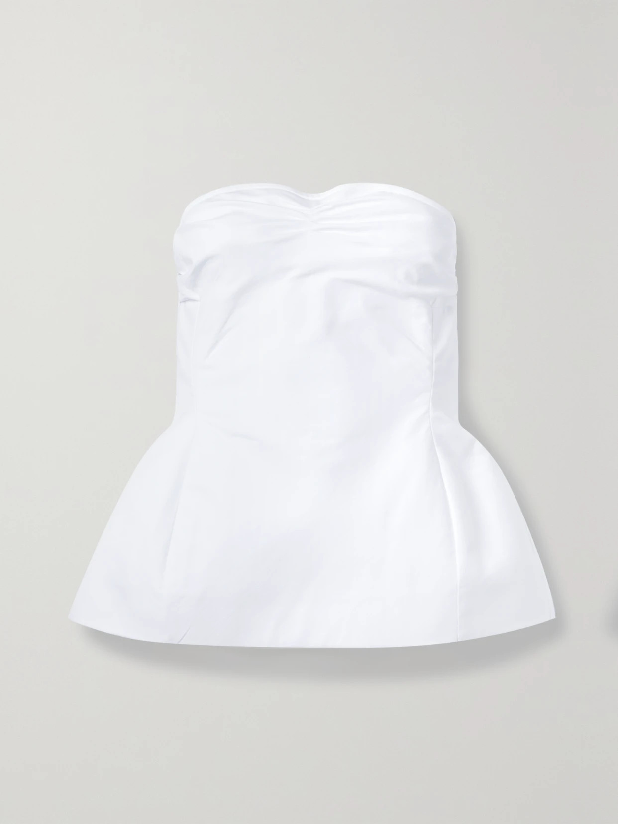 Khaite - Blanche Strapless Cotton-twill Peplum Top - White | NET-A-PORTER (US)