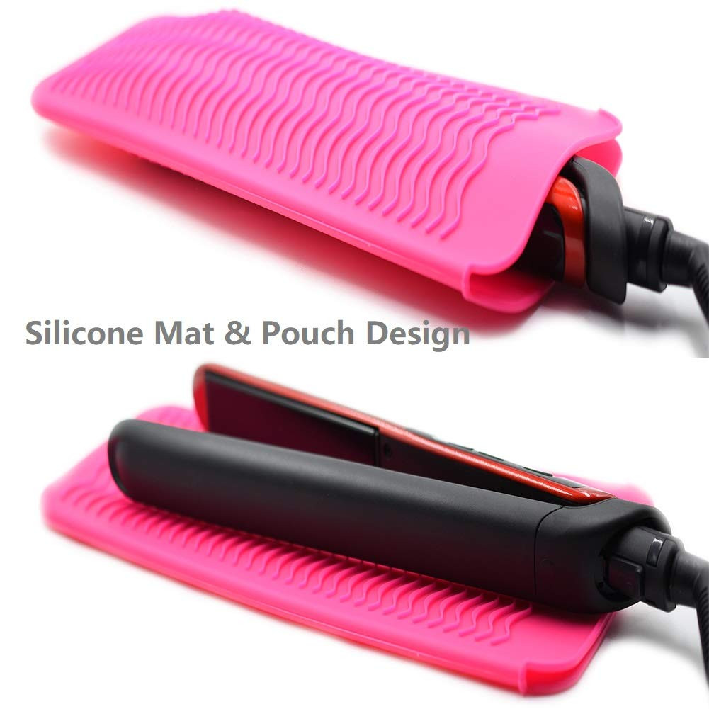 ZAXOP Resistant Silicone Mat Pouch for Flat Iron, Curling Iron,Hot Hair Tools（Hot Pink） | Amazon (US)