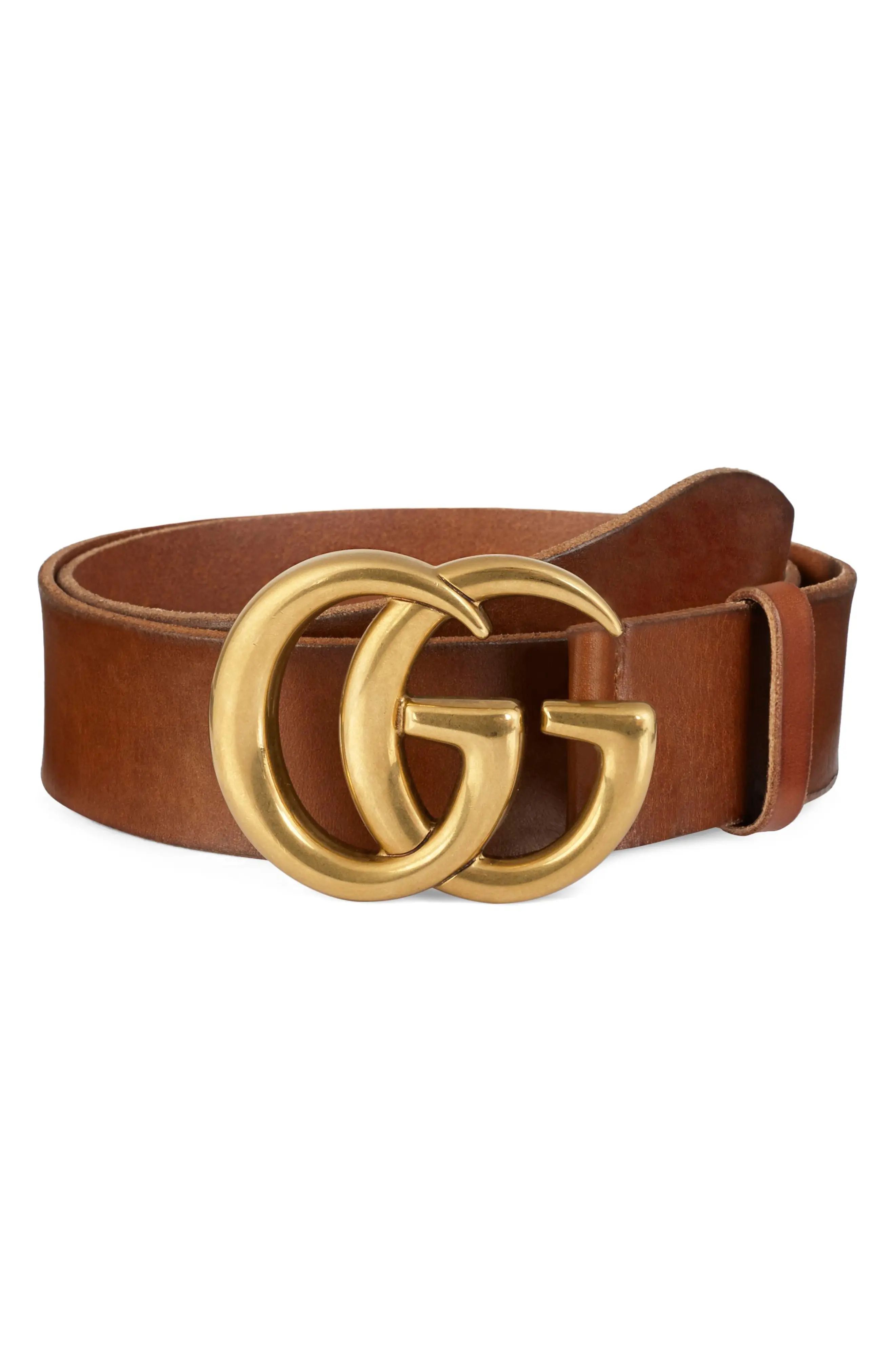 Gucci Running Gold Leather Belt | Nordstrom