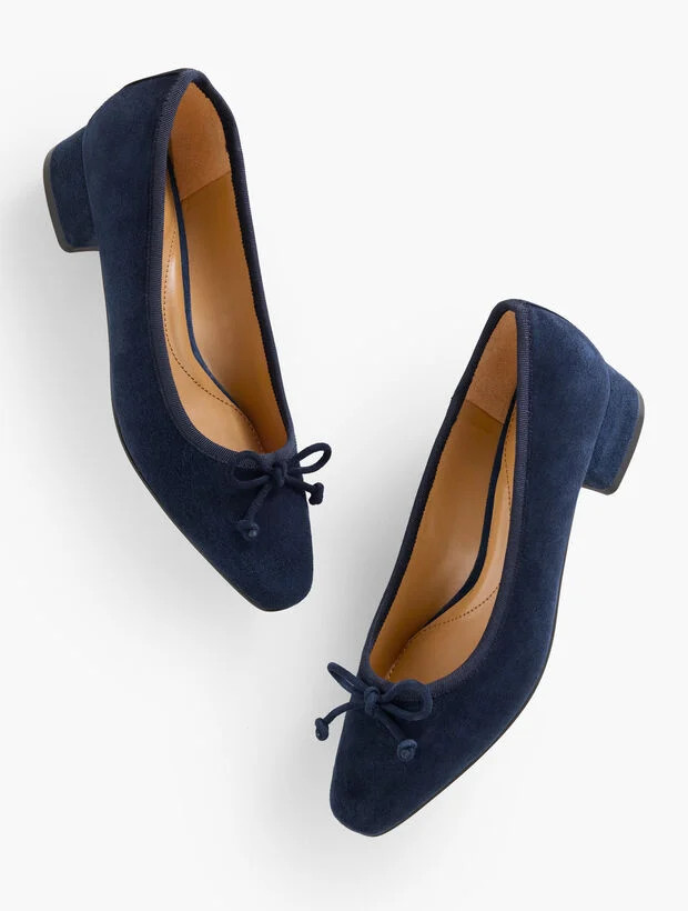 Vanessa Suede Block Heel Pumps | Talbots