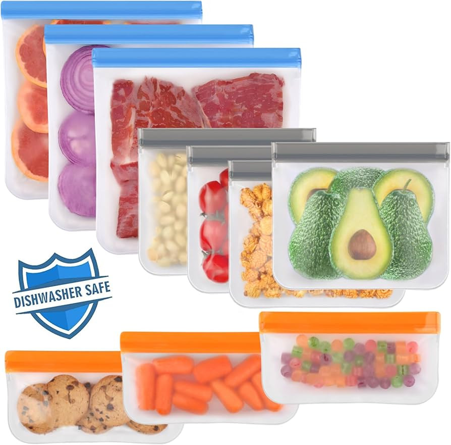 Lerine 10 Pack Dishwasher Safe Reusable Bags Silicone, Leakproof Reusable Freezer Bags, BPA Free ... | Amazon (US)