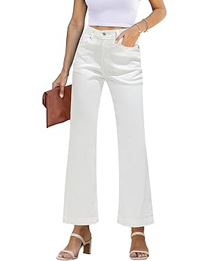 GRAPENT Womens Flare Jeans High Waisted Wide Leg Baggy Jean for Women Stretch Denim Pants | Amazon (US)