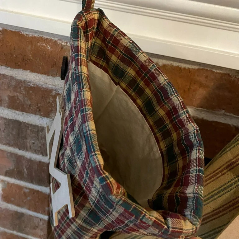 Vintage Christmas 2 Plaid Quilted Christmas Stocking With Personalized Letter Charm | Walmart (US)
