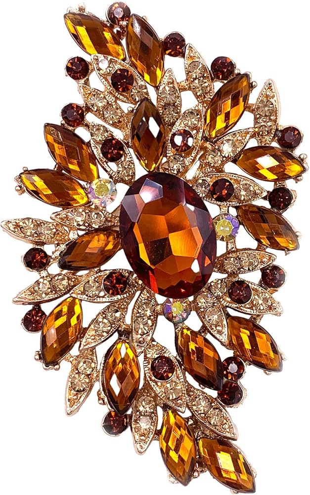 SELOVO Big Large Leaf Brooches and Pins Scarf Decoration Gold Tone | Amazon (US)