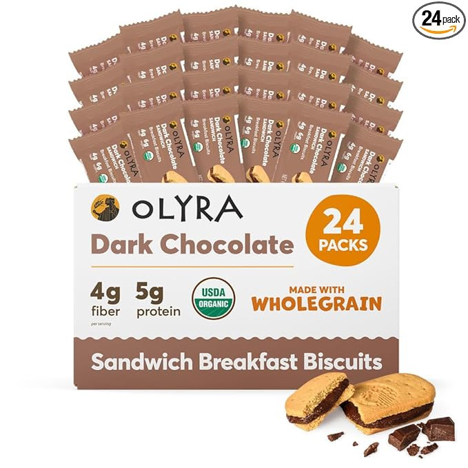 Olyra Dark Chocolate Breakfast Sandwiches Biscuits, Healthy Snacks for Adults and Kids, Low Sugar... | Amazon (US)