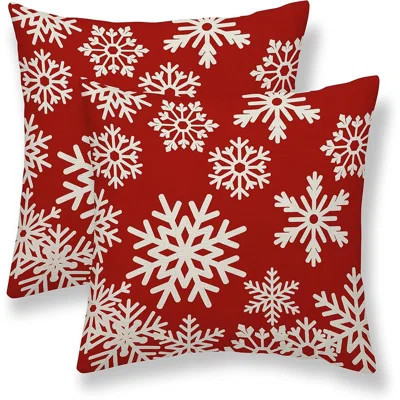 Christmas Pillow Covers 20X20 Inch Set Of 2 Snowflake Christmas Decor Pillow Covers Christmas Red Throw Pillows Winter Farmhouse Cushion Cases Linen F | Wayfair North America