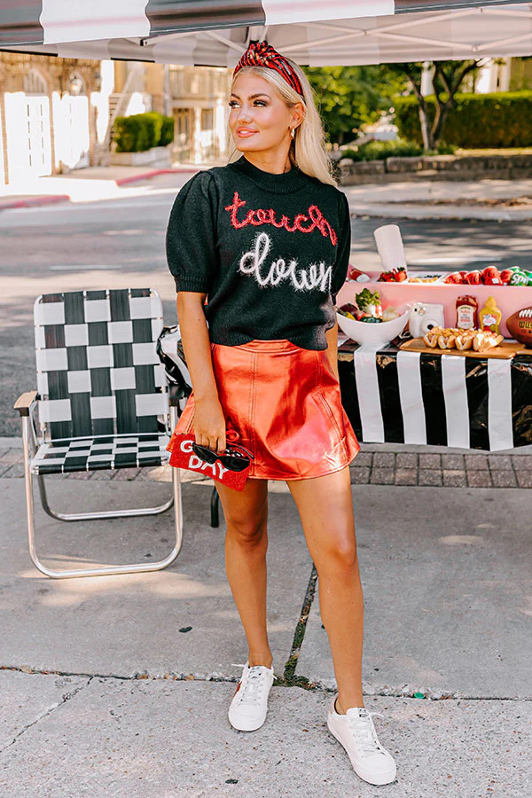 Touchdown Knit Sweater Top In Black | Impressions Online Boutique