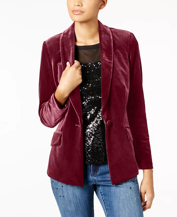 INC International Concepts Women's Velvet Blazer, Created for Macy's & Reviews - Jackets & Blazer... | Macys (US)