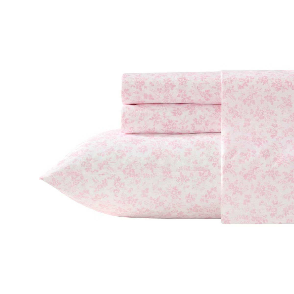 Laura Ashley Long Sheet Set Floral Toile Pink | Target