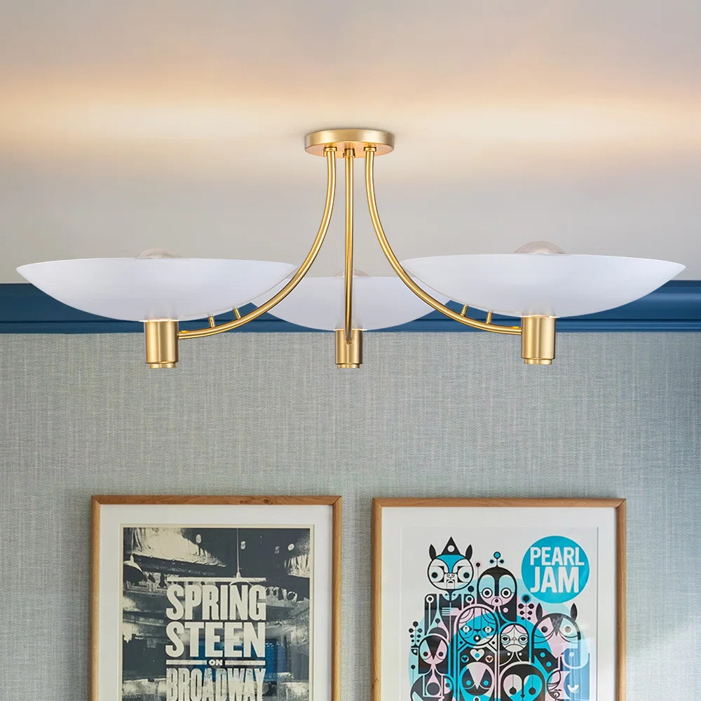 Corrigan Studio® 3 - Light 40.6'' Modern Sputnik Bowl Shade Semi Flush Mount | Wayfair | Wayfair North America