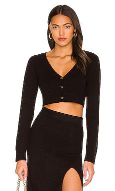 L'Academie Drew Cardigan in Black from Revolve.com | Revolve Clothing (Global)