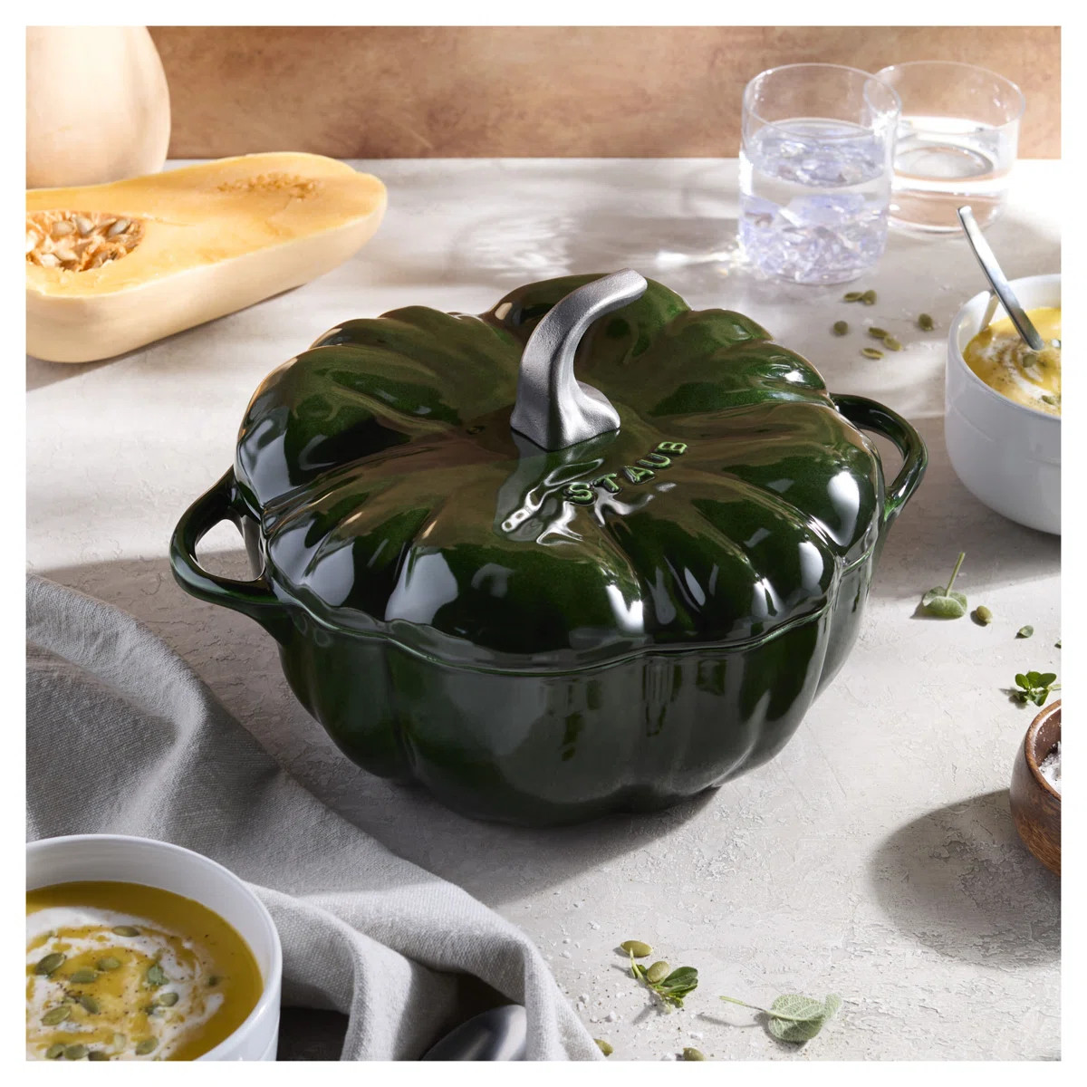 STAUB Cast Iron 3.5-Qt Pumpkin Cocotte With Stainless Steel Knob - Basil | Wayfair North America