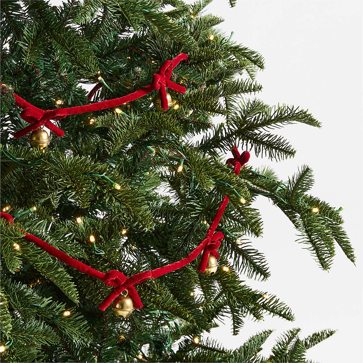 Jingle Bells & Red Velvet Christmas Garland | Crate & Barrel | Crate & Barrel