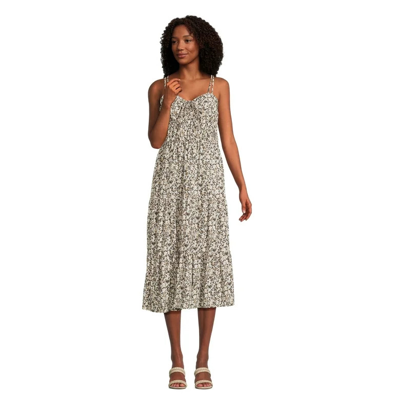 Time and Tru Women's Cross Back Dress with Tiered Skirt, Sizes XS-XXXL | Walmart (US)