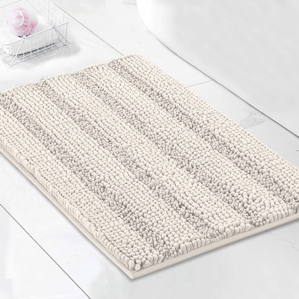 H.VERSAILTEX Bathroom Rugs Bath Rugs for Bathroom Non Slip Bath Mats Extra Thick Chenille Striped... | Amazon (US)