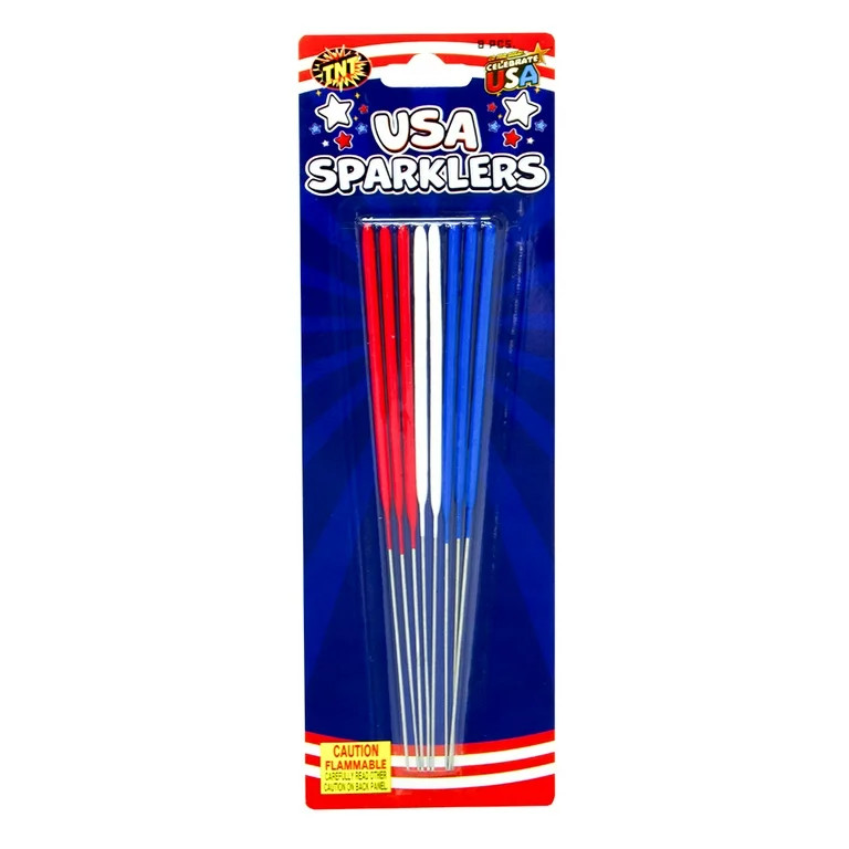 TNT Fireworks Red White and Blue Dipped  Hand Held Gold Sparklers, Outdoor Party | Walmart (US)