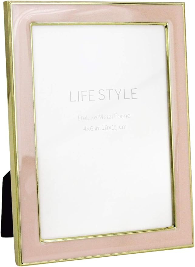 Afuly Pink Gold Picture Frame 4x6 Simple Metal Photo Frame Cute Golden Decor Gift for Wedding | Amazon (US)