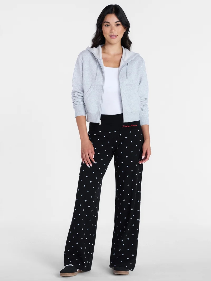 Mickey Mouse Women\u2019s Wide Leg Foldover Pants, Sizes XXS-XXL | Walmart (US)