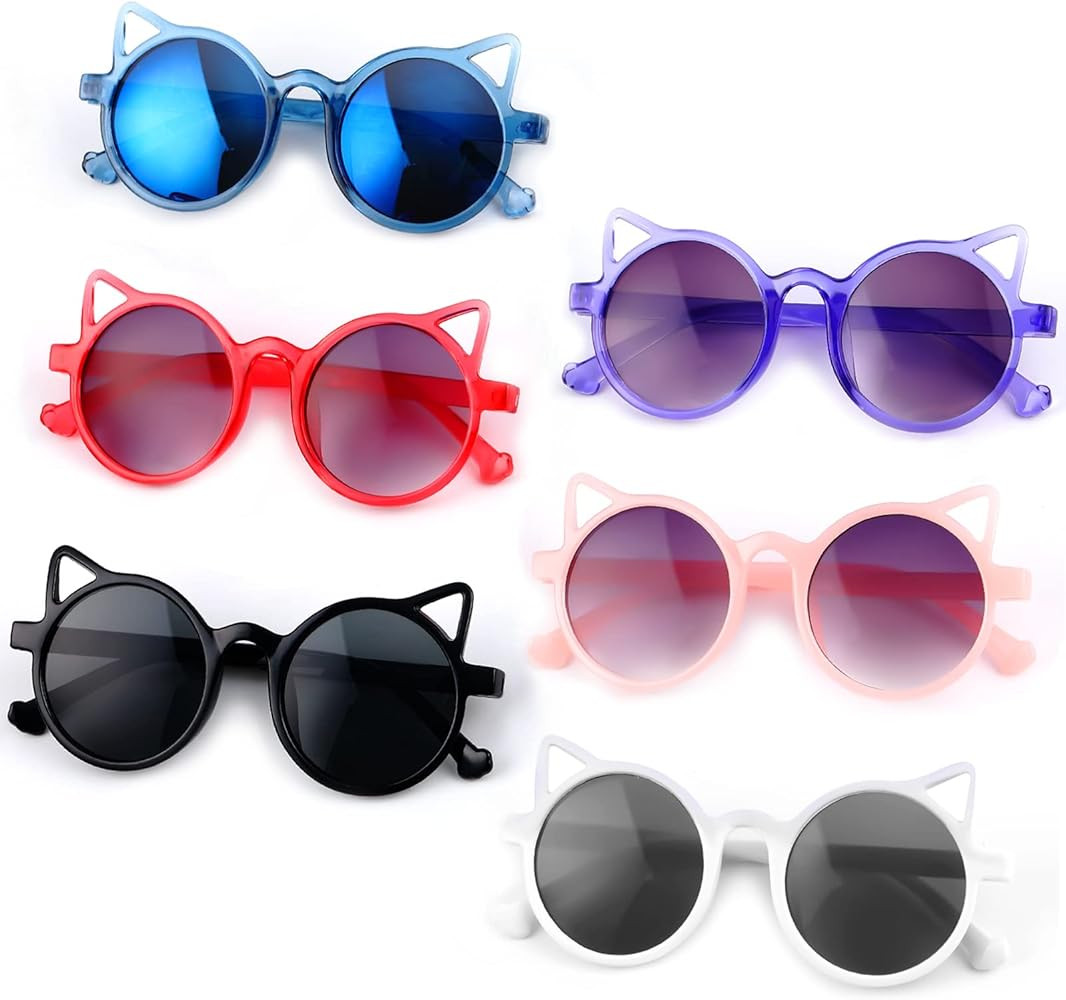 Konohan 6 Pairs Toddler Cat Shaped Sunglasses Girl Kitty Glasses Cute Cat Sun Glasses Outdoor Eye... | Amazon (US)