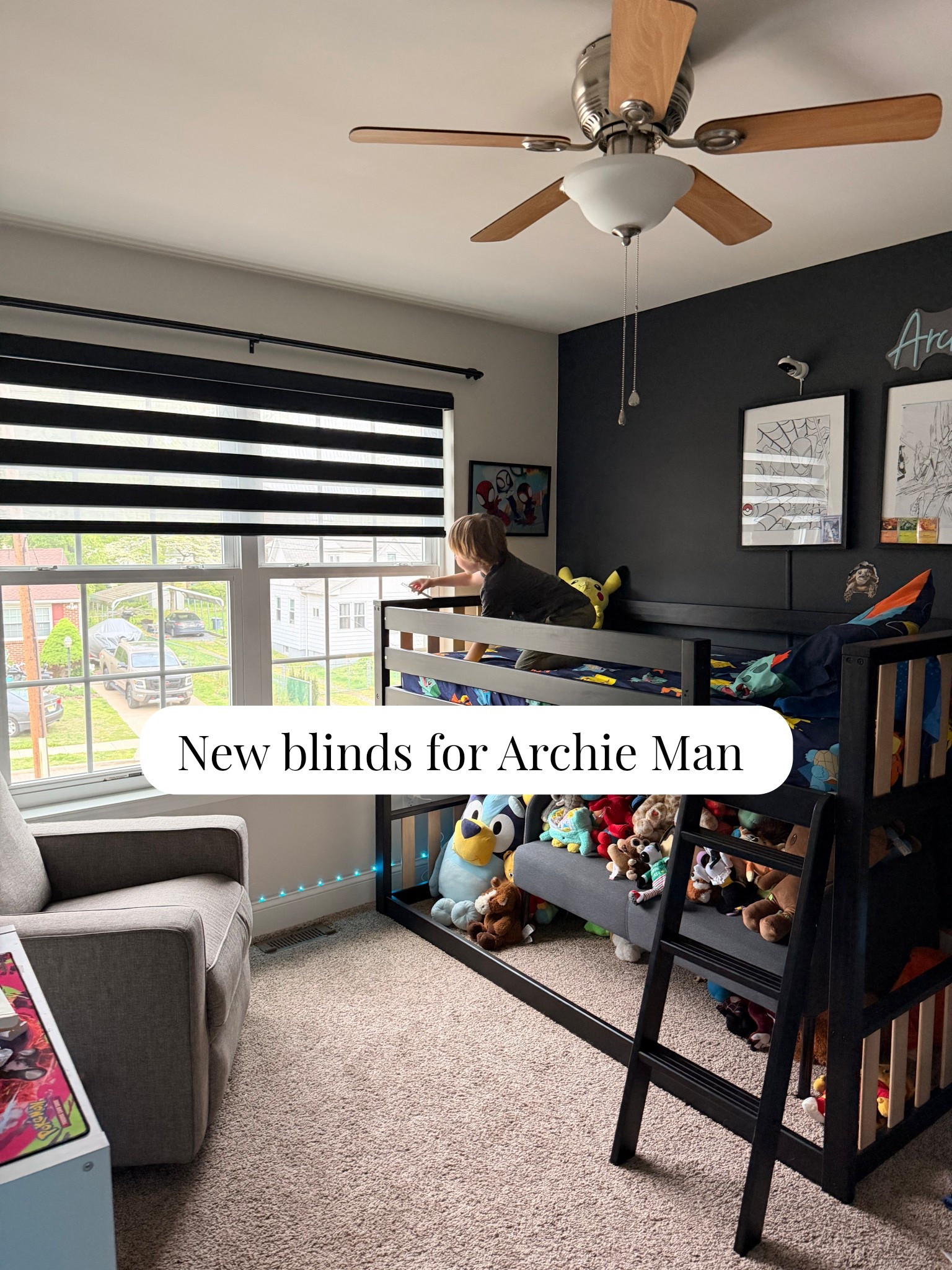 New blinds made the BIGGEST difference in my son’s room 🙈🖤
I didn’t realize how much the old ones were making the space feel busy until we swapped to these sleek zebra blinds — now it feels cleaner, more modern, and way more functional.

They’re perfect for controlling light (especially for early mornings ☀️) and give that high-end look without the custom price tag.

If you’re updating a bedroom, this is one of those small changes that completely transforms the space.

Linked my exact blinds + everything in this room here 👇

#ltkhome #homedecorfinds #budgetfriendlyhome #kidsroomdecor #homeupgrades 

#LTKKids #LTKSaleAlert #LTKHome