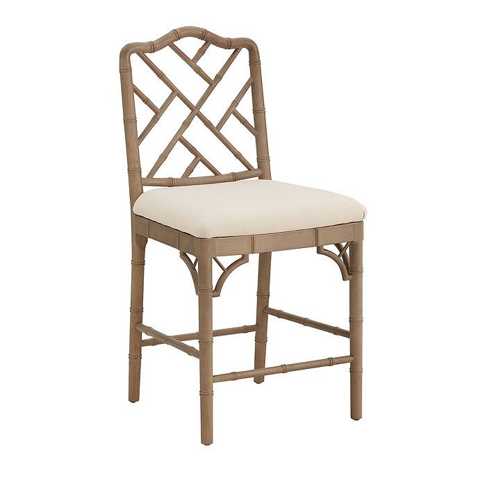 Dayna Stools Parchment Color Seat Upholstered Solid Wood Barstool | Ballard Designs, Inc.