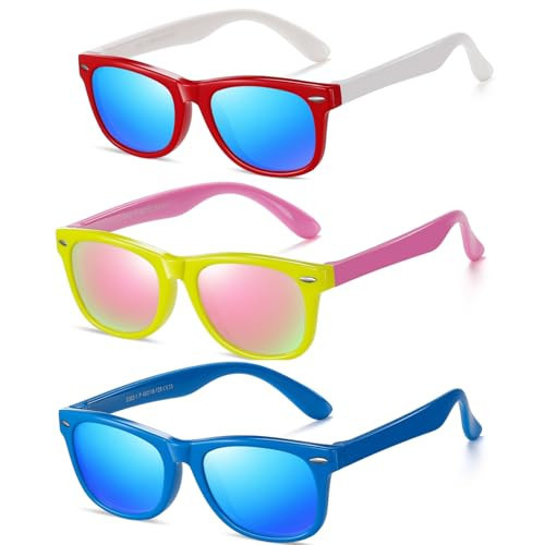 DYLB Kids Polarized Sunglasses for girls boys 3 Pack, Flexible TPEE Rubber Frame for Children Age 3-8. | Amazon (US)