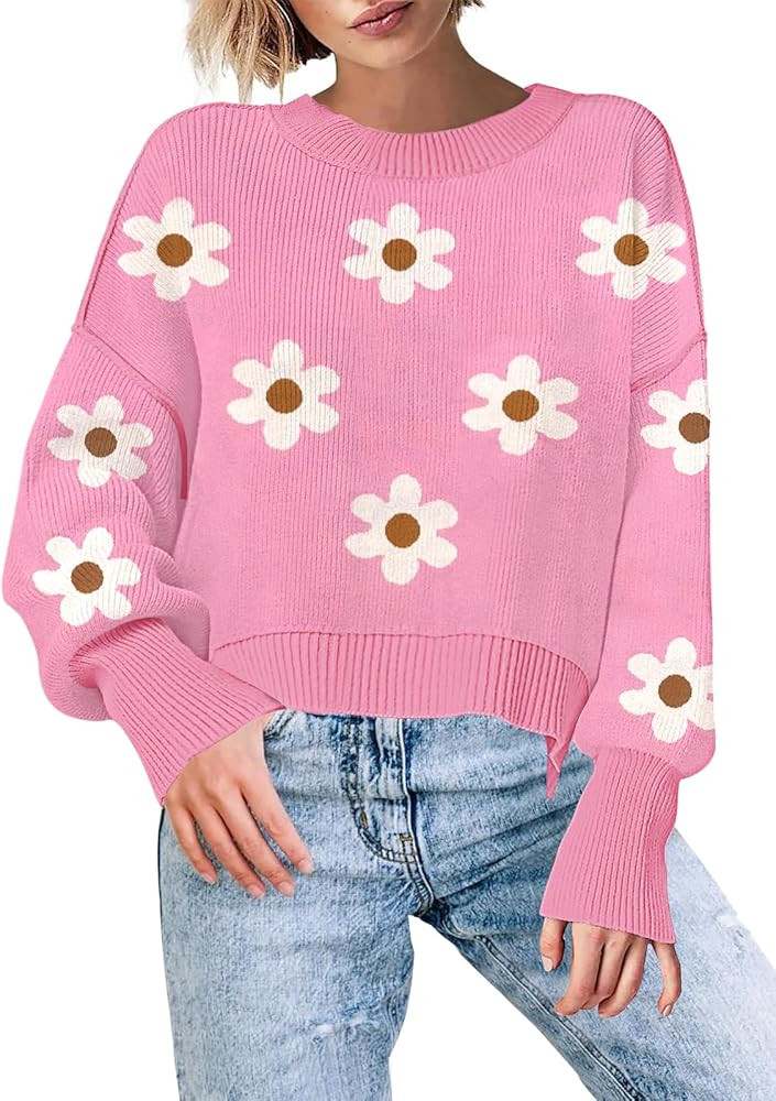 Womens Crewneck Pullover Sweaters Fall Winter Outwear Batwing Long Sleeve Oversized Casual Knit S... | Amazon (US)