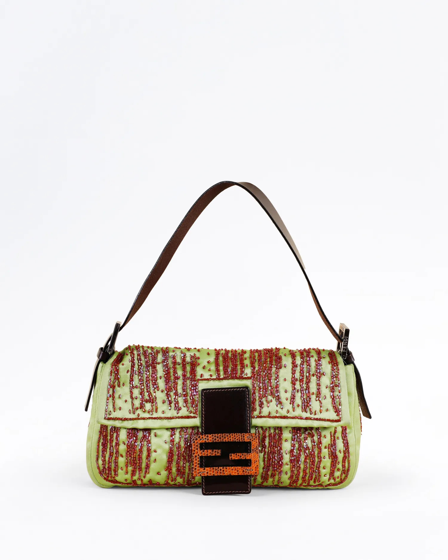 Vintage Satin Beaded Baguette Shoulder Bag | Vivrelle
