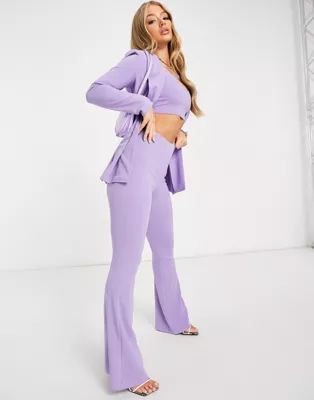 ASOS DESIGN jersey kick flare suit trousers in lilac | ASOS (Global)