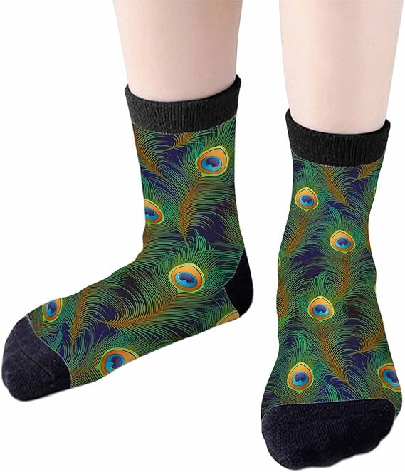 Samgula Crew Socks for Woman Size 6-8 Tropical Wildlife Bright Teal Girls Socks | Amazon (US)