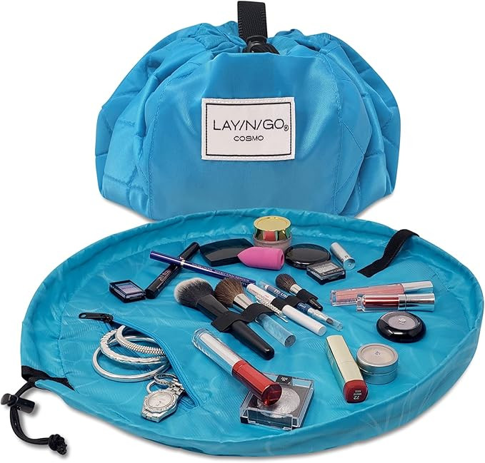 Lay-n-Go Cosmo Layflat Drawstring Cosmetic & Makeup Bag Organizer w/Zipper Pocket, Brush Loops & ... | Amazon (US)