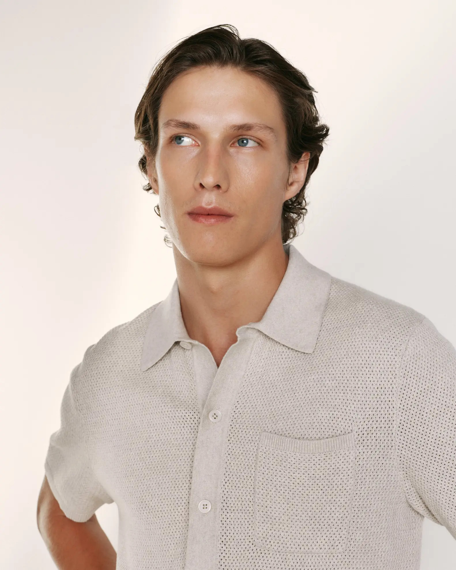 100% Organic Cotton Mesh-Stitch Button-Up Sweater Polo | Quince