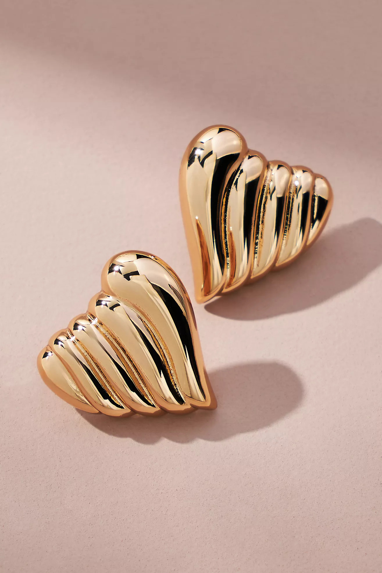 Ribbed Heart Post Earrings | Anthropologie (US)