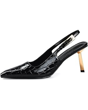 iiimmu Slingback Heels for Women Closed Toe 3.5IN / 4IN Kitten Heels Women Pumps Square Toe Heele... | Amazon (US)