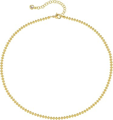 MTMY Beaded Necklaces for Women 14K Gold Plated Dainty Colorful Green/Rose Beaded Pearl Choker Ne... | Amazon (US)