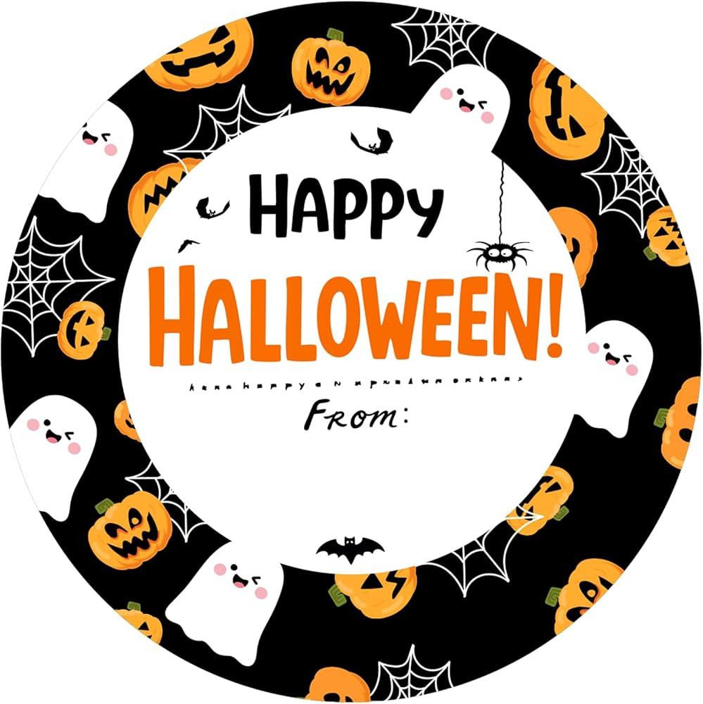 60pcs Happy Halloween Stickers for Kids, 2 Inch Ghost Gift Tags for Goodie Bags & Envelope, Ghost... | Amazon (US)