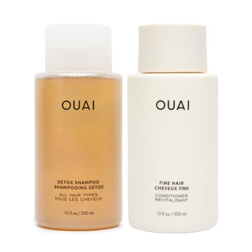 OUAI Detox Shampoo & Fine Hair Conditioner Bundle - Clarifying Shampoo for Build Up, Dirt, Oil, Product and Hard Water & Volumizing Conditioner for Fine Hair (2 Count) | Amazon (US)