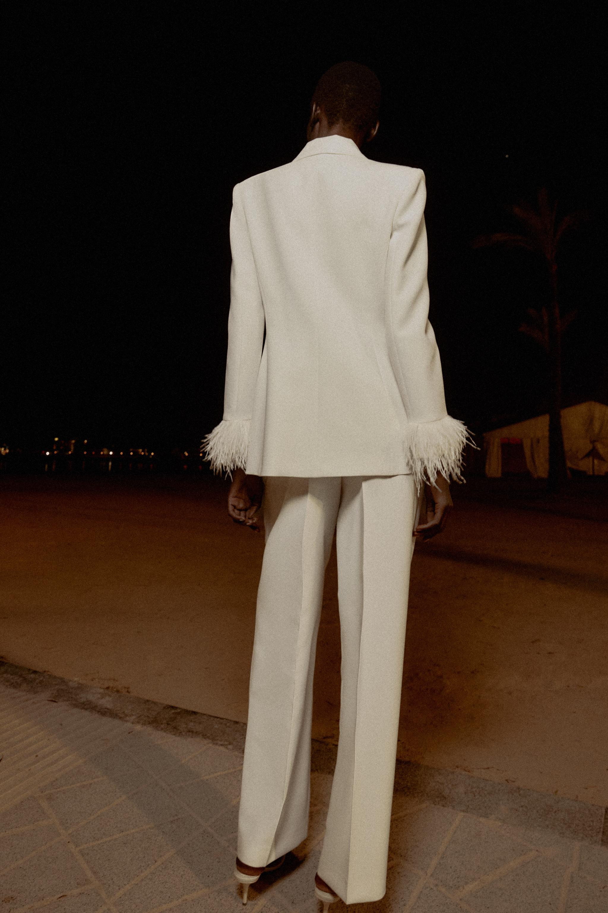BLAZER WITH FEATHER CUFFS | Zara UK