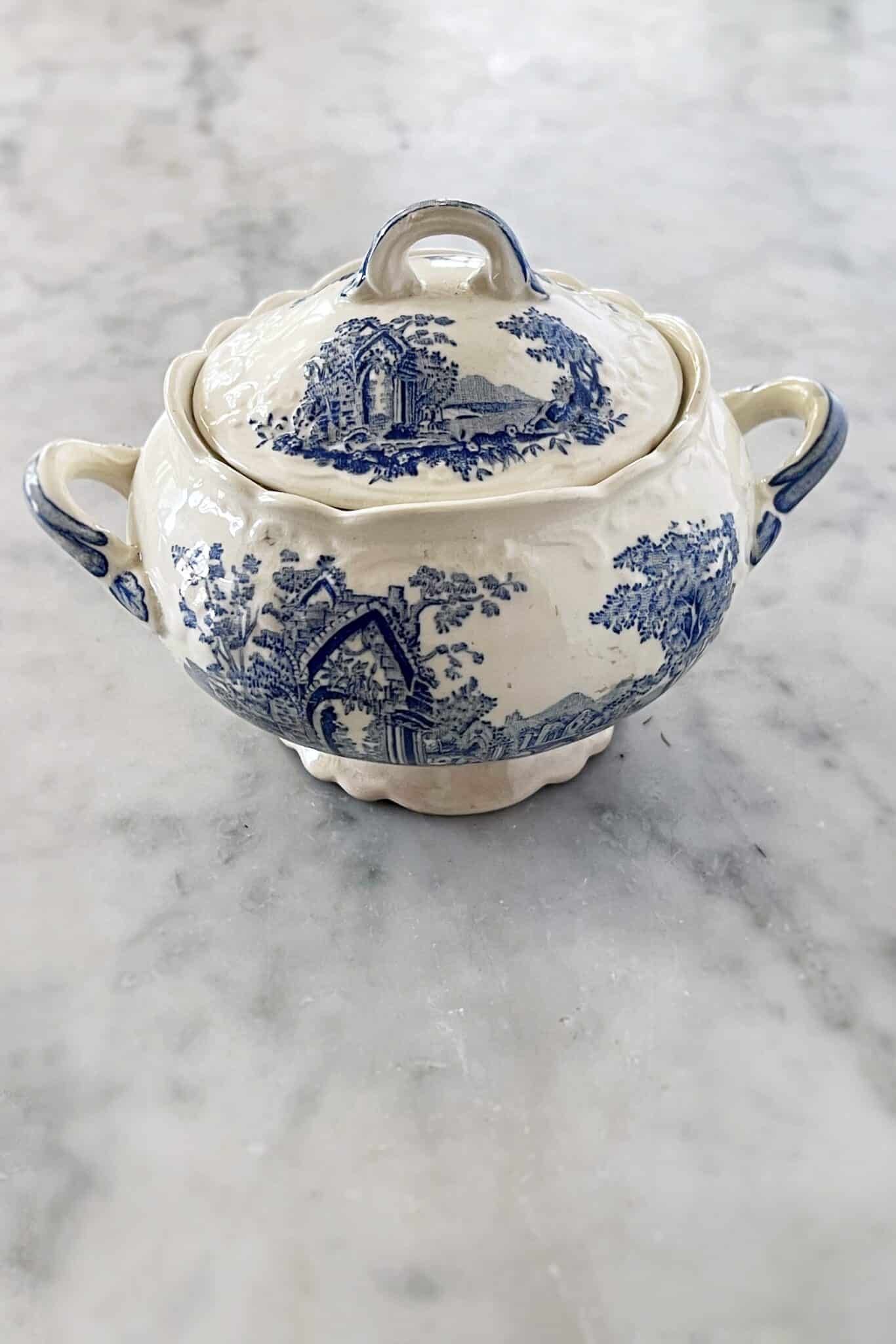 Antique English Abbey Sugar Bowl Transferware | Vintage Keepers