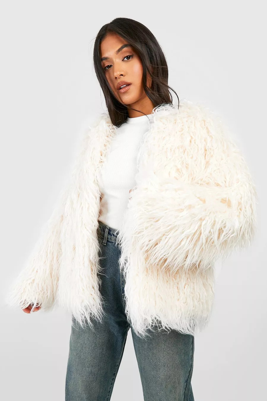 Petite Mongolian Faux Fur Coat | boohoo (US & Canada)
