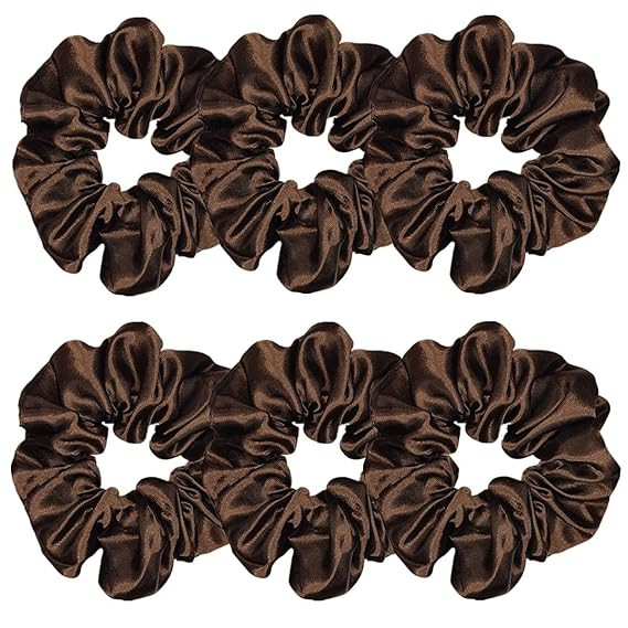 Sufermoe 6 Pcs Satin Silk Hair Scrunchies, 4.5 Inch, Dark Brown, Hair Accessories for Women and G... | Amazon (US)