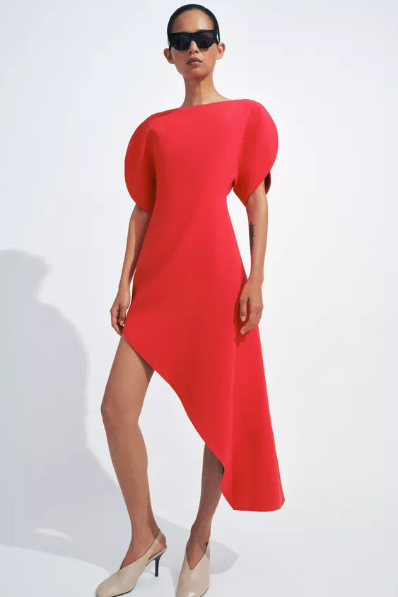 ZW COLLECTION ASYMMETRIC MIDI DRESS | Zara US