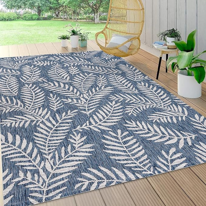 JONATHAN Y SMB119B-5 Nevis Palm Frond Indoor Outdoor Area-Rug Coastal Floral Easy-Cleaning Bedroo... | Amazon (US)