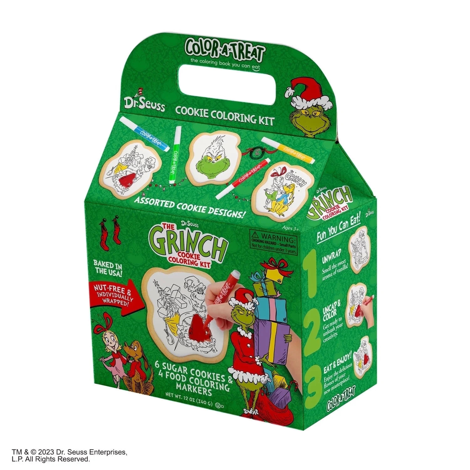 Dr. Seuss The Grinch  Cookie Coloring Kit by Color-a-Treat, 12oz, Includes 6 Individually Wrapped... | Walmart (US)