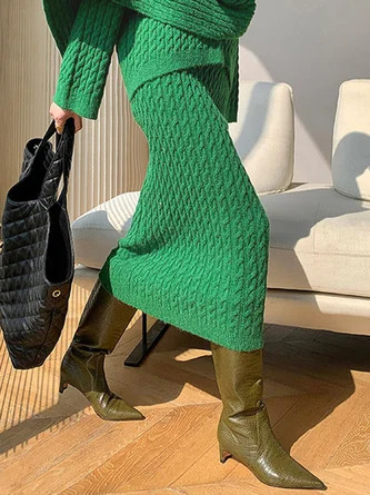 Daily Plain Elegant Regular Fit Mid Waist Skirt | Stylewe