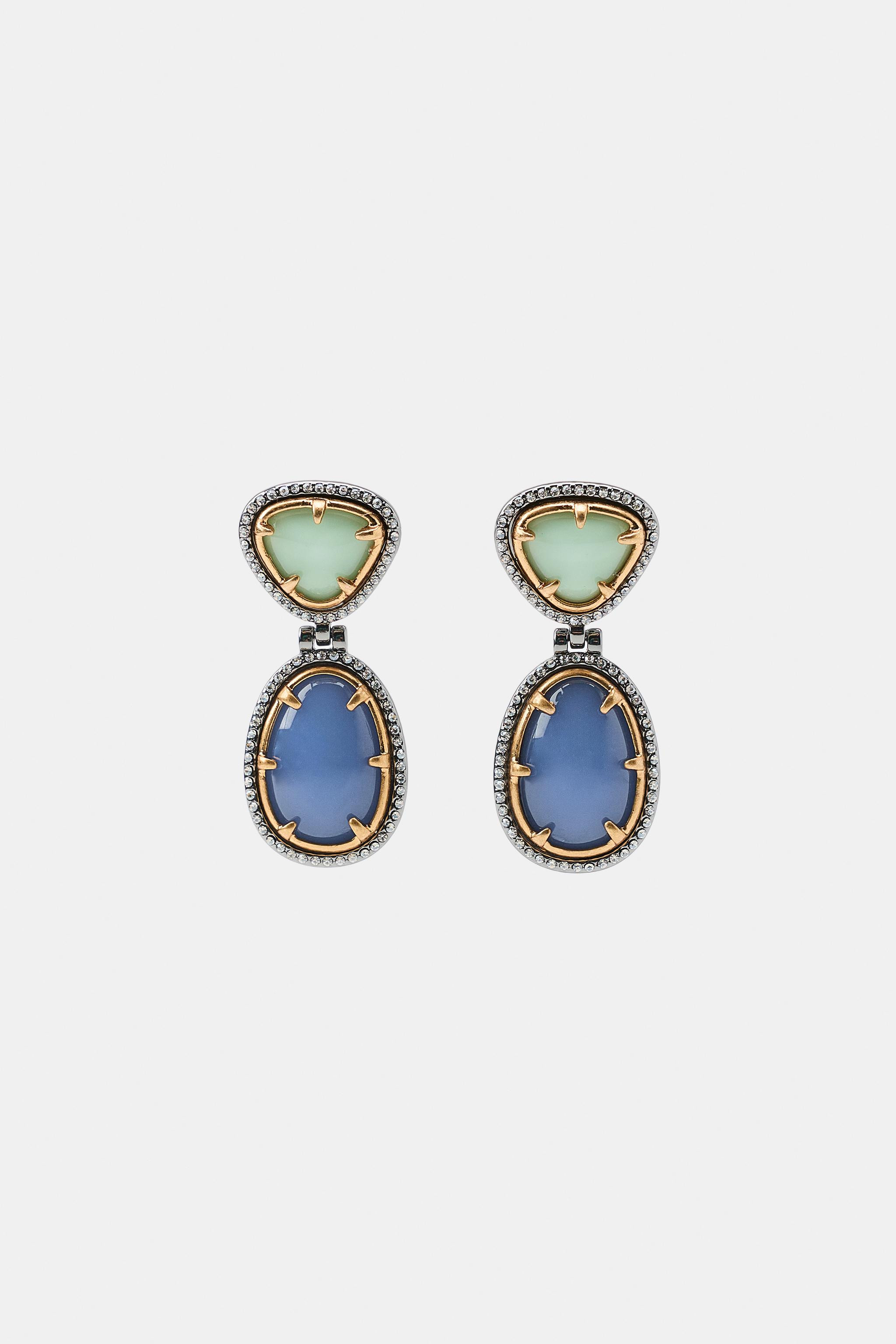 SHINY STONE EARRINGS | Zara US