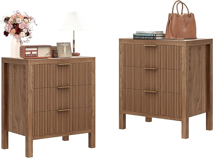 Nightstand with 6 Drawers, Dresser and Nightstand Sets, Bedside Tables, Mid Century Nightstands w... | Amazon (US)