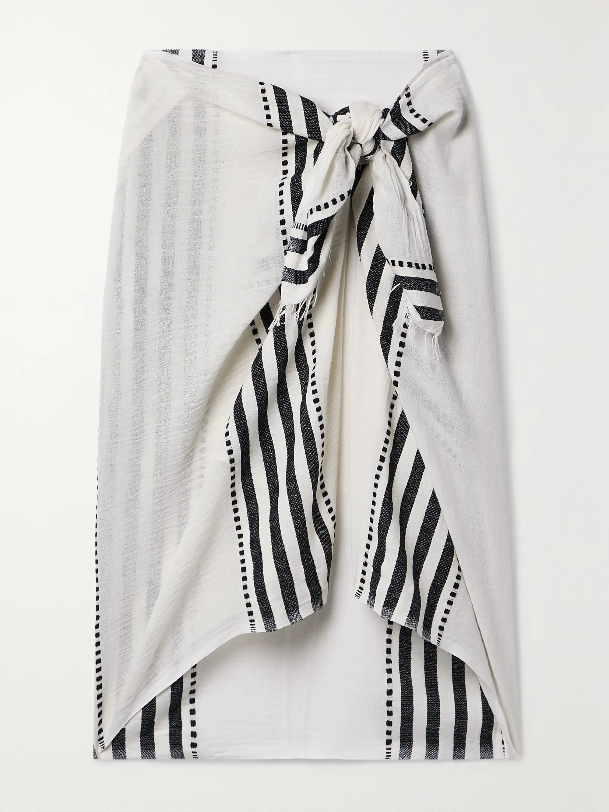 Eshe fringed striped cotton-blend gauze pareo | NET-A-PORTER (US)